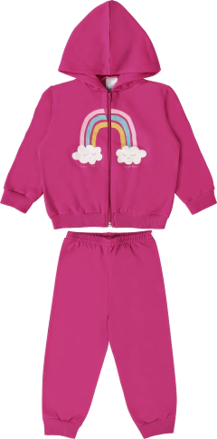 CONJUNTO INFANTIL UNISSEX JAQUETA ESTAMPADA EM MOLETOM MALWEE KIDS ROSA