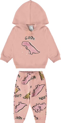 CONJUNTO INFANTIL MENINA ESTAMPA PUFF EM MOLETOM FLANELADO MALWEE KIDS ROSA