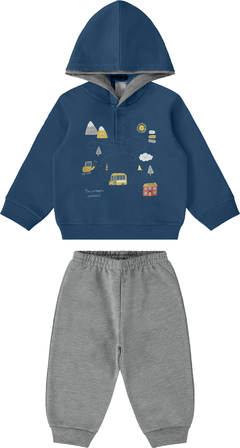 CONJUNTO INFANTIL MENINO PEITILHO FRONTAL EM MOLETOM FLANELADO MALWEE KIDS
