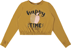 BLUSA INFANTIL MENINA HAPPY TIME EM ALGODÃO MALWEE KIDS AMARELO - comprar online