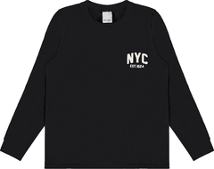 CAMISETA INFANTIL MENINO ESTAMPA TEMÁTICA MANGA LONGA MALWEE KIDS PRETO