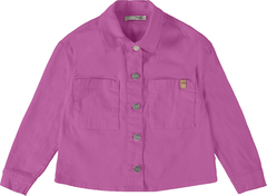 JAQUETA INFANTIL MENINA BOLSO FRONTAL EM SARJA COM ELASTANO MALWEE KIDS ROXO