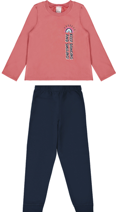 CONJUNTO INFANTIL MENINA EM MOLETOM FLANELADO MALWEE KIDS ROSA