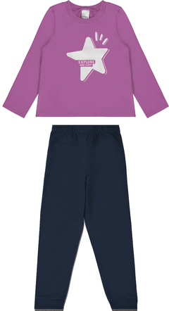 CONJUNTO INFANTIL MENINA EM MOLETOM FLANELADO MALWEE KIDS ROXO
