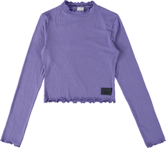BLUSA CROPPED MENINA MANGA LONGA EM MALHA VISCOSE CANELADA MALWEE KIDS ROXO