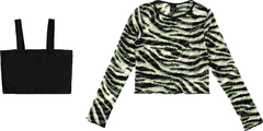 INFANTILCONJUNTOSCONJUNTOS CURTOS CONJUNTO MENINA BLUSA CROPPED ESTAMPADA + TOP MALWEE KIDS
