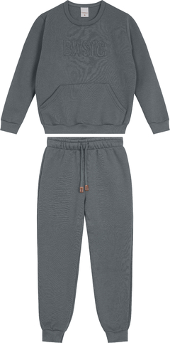 CONJUNTO MENINO BLUSÃO BASIC EM MOLETOM PREMIUM - CARINHOSO CINZA
