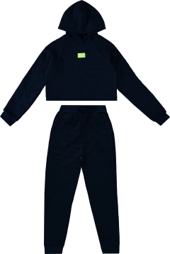 CONJUNTO MENINA BLUSÃO COM CAPUZ EM MATELASSÊ MALWEE KIDS PRETO