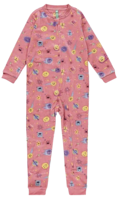 PIJAMA MACACÃO INFANTIL UNISSEX ESTAMPADO EM SOFT MALWEE KIDS ROSA
