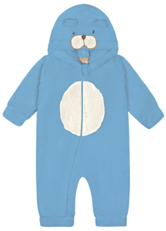 Macacão Longo Com Capuz Bordado Urso - Kiko Baby