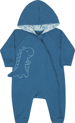 MACACÃO LONGO EM SUEDINE COM CAPUZ - Kiko Baby Azul - comprar online