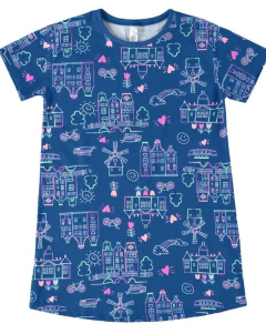 CAMISOLA INFANTIL MENINA ESTAMPA CORAÇÃO EM ALGODÃO MALWEE KIDS AZUL