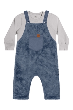Conjunto Bebê Menino Jardineira com Bolso Elian Cinza - comprar online