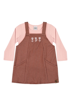 Conjunto Feminino Infantil Salopete e Blusa Rosa Elian na internet
