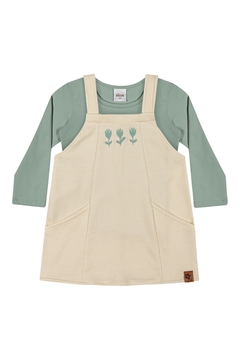 Conjunto Feminino Infantil Salopete e Blusa Rosa Verde - comprar online