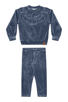 Conjunto Infantil Menina Plush Babados Elian Azul - comprar online
