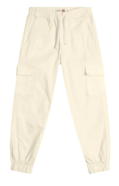 CALÇA MENINA JOGGER CARGO EM SARJA - CARINHOSO OFF WHITE - comprar online