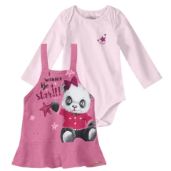 Conjunto Body Manga Curta e Salopete Carinhoso - comprar online