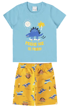 CONJUNTO INFANTIL MENINO EM MOLETINHO MALWEE KIDS AZUL