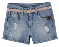 Short Infantil Menina Com Cinto Em Jeans Moletom Malwee Kids