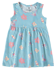 VESTIDO INFANTIL ESTAMPADO DECOTE REDONDO EM ALGODÃO MALWEE KIDS