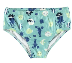 SUNGA INFANTIL MENINO ANIMAIS MARINHOS EM MALHA UV MALWEE KIDS VERDE CLARO