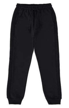 CALÇA INFANTIL MENINO JOGGER EM MOLETOM FLANELADO MALWEE KIDS PRETO