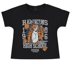 Blusa Preta Stranger Things Hawkins Malwee Kids