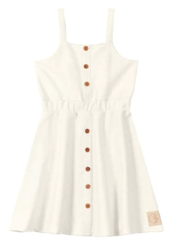 Vestido Evasê Malha Orgânica Off White Carinhoso