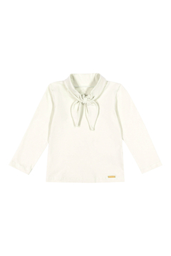 Blusa Infantil Menina Gola com Laço Colorittá Off White