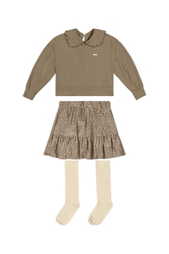 Conjunto Infantil Menina Blusa e Saia Colorittá Marrom - comprar online