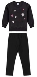 CONJUNTO FASHION MOLETOM MENINA MALWEE KIDS PRETO