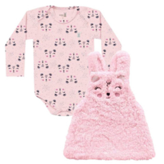 Conjunto Jardineira Peluciada com Body Manga Longa - Kiko Baby - loja online