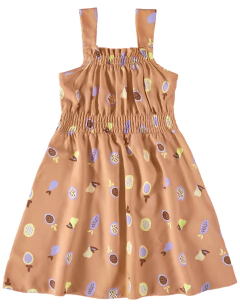 VESTIDO INFANTIL ESTAMPA FRUTAS EM VISCOSE MALWEE KIDS