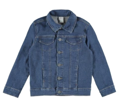 JAQUETA INFANTIL UNISSEX RECORTES EM MALHA DENIM MALWEE KIDS AZUL ESCURO - comprar online