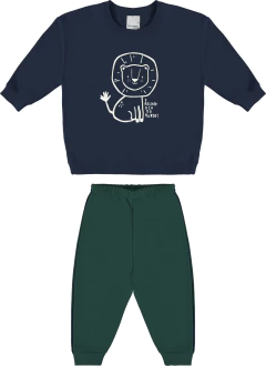 CONJUNTO INFANTIL UNISSEX O MELHOR DIA DO MUNDO EM MOLETOM MALWEE KIDS AZUL