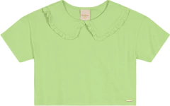 Blusa Menina Gola Com Babado Em Algodão Carinhoso Verde