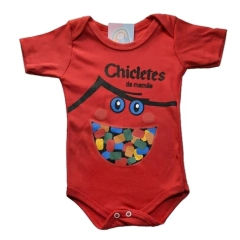 Body Temático em Suedine Chicletes da Mamãe