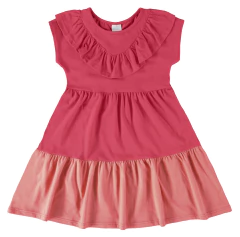 VESTIDO INFANTIL DECOTE COM BABADO EM ALGODÃO MALWEE KIDS ROSA - comprar online
