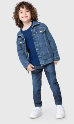 JAQUETA INFANTIL UNISSEX OVERSIZED EM JEANS MOLETOM MALWEE KIDS AZUL na internet