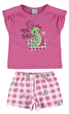 Conjunto Malwee Kids Tartaruga Rosa/Branco