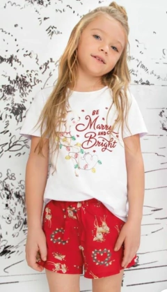 Pijama Branco Natalino Menina Carinhoso - loja online