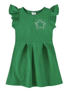 VESTIDO INFANTIL ESTAMPA ESTRELA EM ALGODÃO MALWEE KIDS VERDE