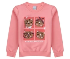 BLUSA DE MOLETOM MALWEE KIDS INFANTIL ONCINHA ROSA - comprar online