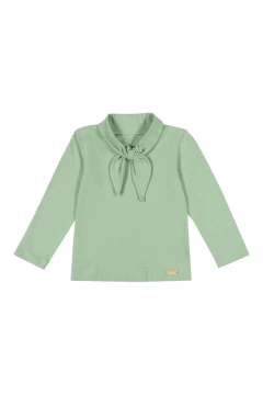 Blusa Infantil Menina Gola com Laço Colorittá Verde - comprar online