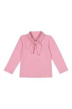 Blusa Infantil Menina Gola com Laço Colorittá Rosa
