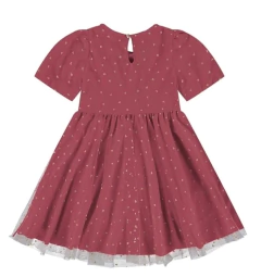 Vestido Manga Balonê Corações Em Tule Carinhoso - comprar online