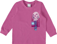 CAMISETA INFANTIL UNISSEX MANGA LONGA HOMEM-ARANHA MARVEL® MALWEE KIDS ROSA