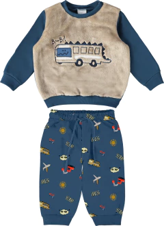 CONJUNTO INFANTIL MENINO BLUSÃO DIVERTIDO! EM MOLETOM FLANELADO MALWEE KIDS