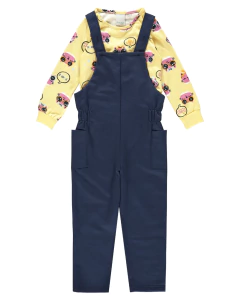 CONJUNTO INFANTIL MENINA JARDINEIRA EM MOLETINHO MALWEE KIDS AMARELO - loja online